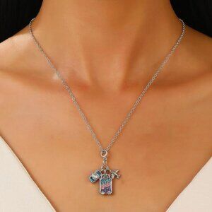 Cute Camera Airplane Suitcase Pendant Necklace Women World Travel